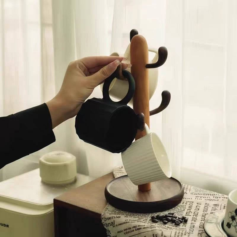 Wooden cup stand for countertop and tabletop organization