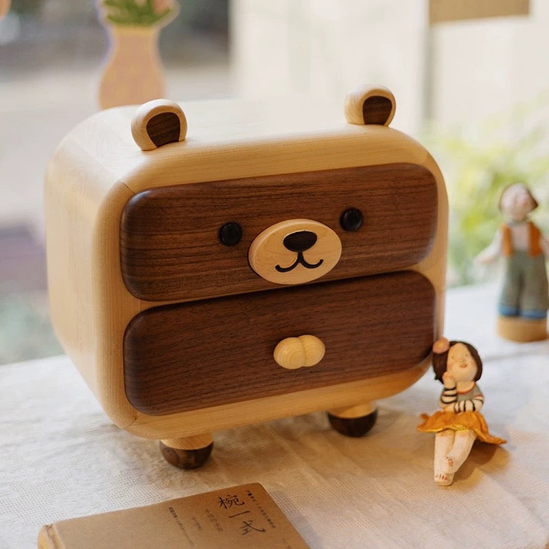 Wooden desk cabinet with two storage drawers for workspace