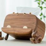 Wooden hippo tissue holder made from natural walnut wood