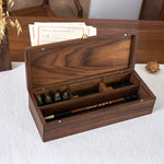 Wooden organizer case with lid for desk and home use