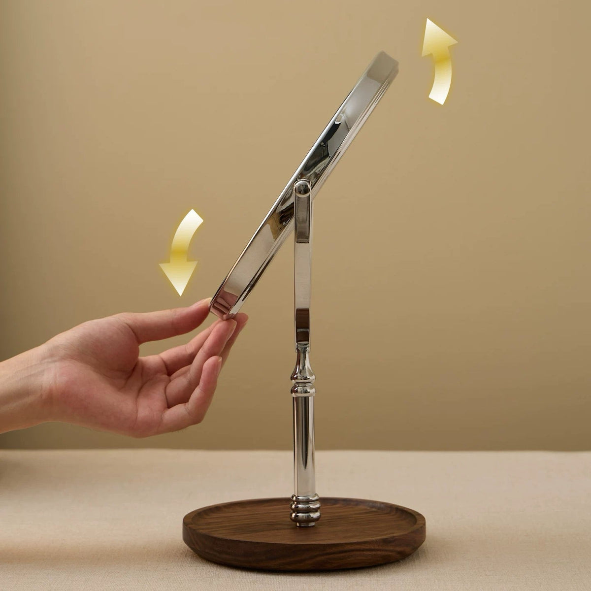 Wooden standing mirror with adjustable lighting design
