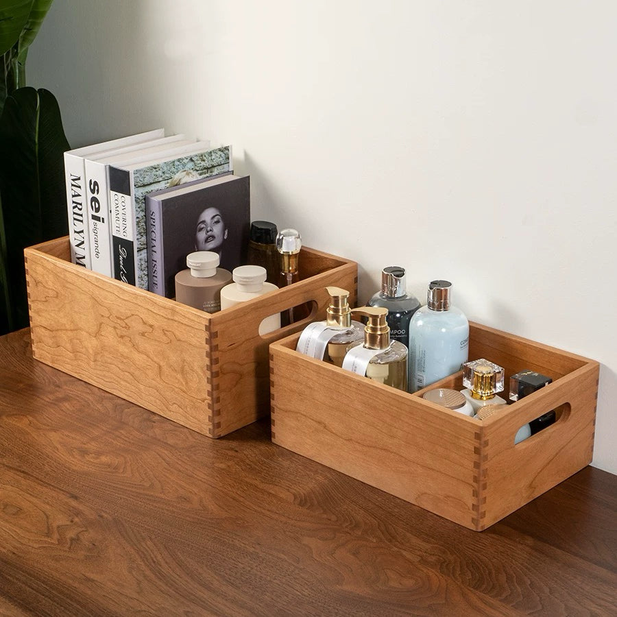 Wooden storage box for pens keys and small items