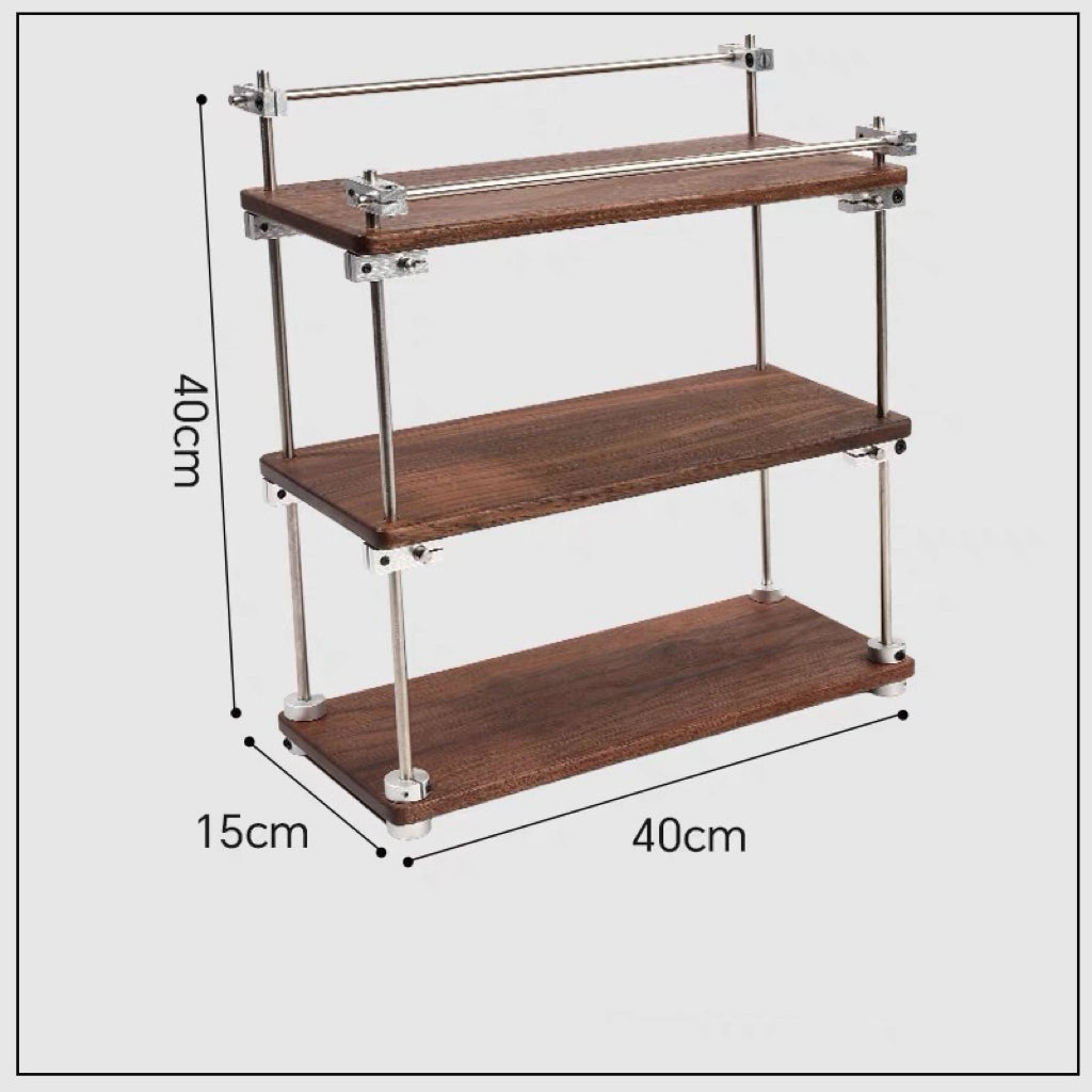 Tidy layers wooden storage rack made from natural walnut wood
