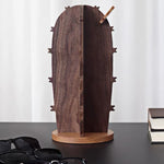 Wooden sunglasses stand for stylish accessory display