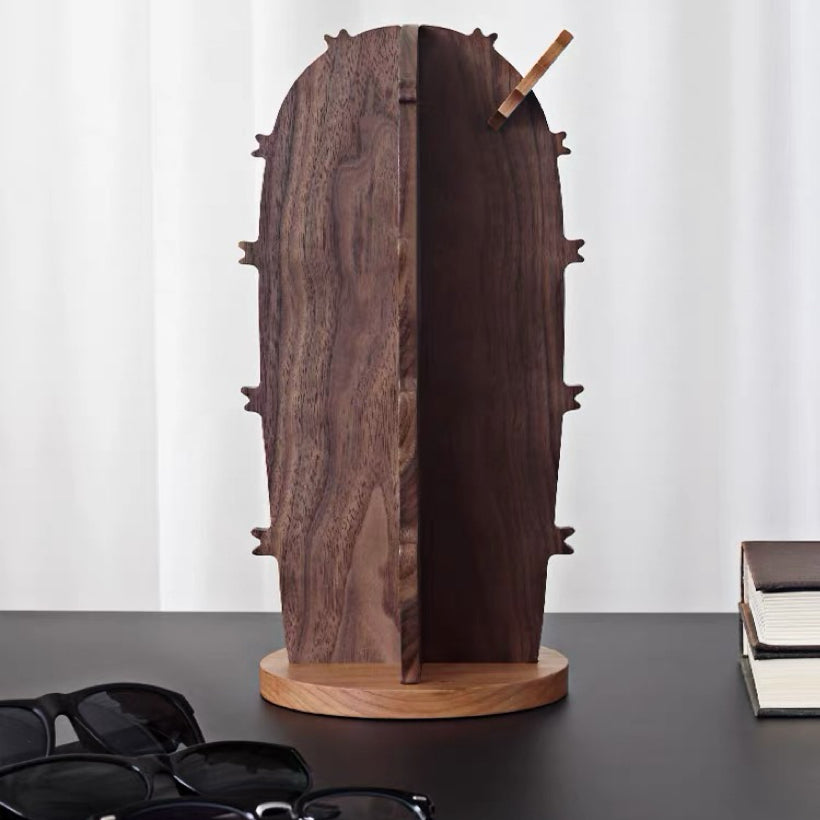 Wooden sunglasses stand for stylish accessory display