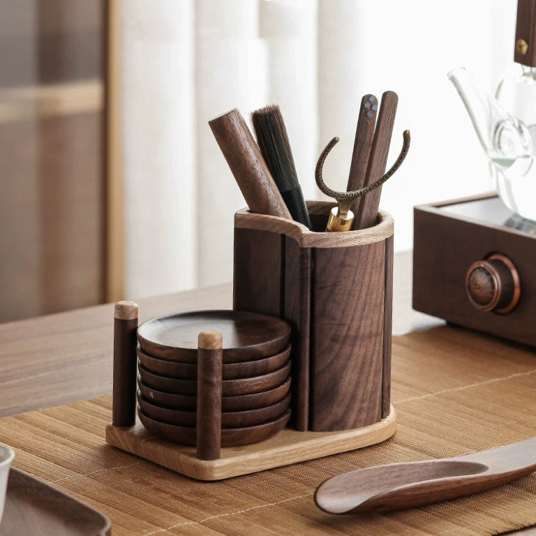 Wooden tea ceremony tools for traditional serving moments