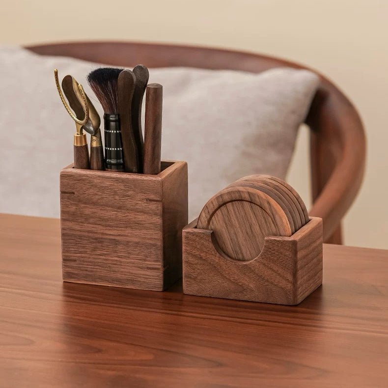 Wooden tea set for traditional brewing and home rituals