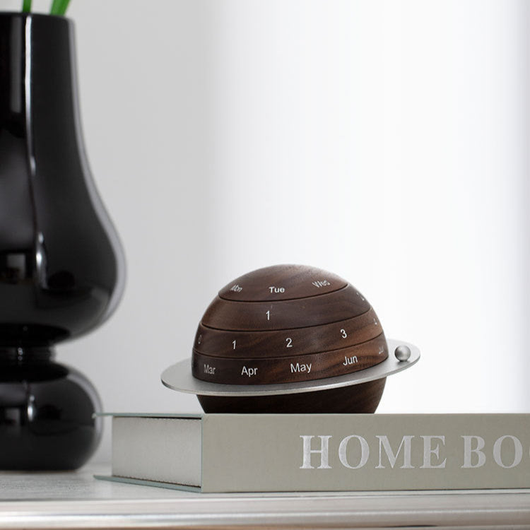 World Story Solid Walnut Globe Perpetual Calendar