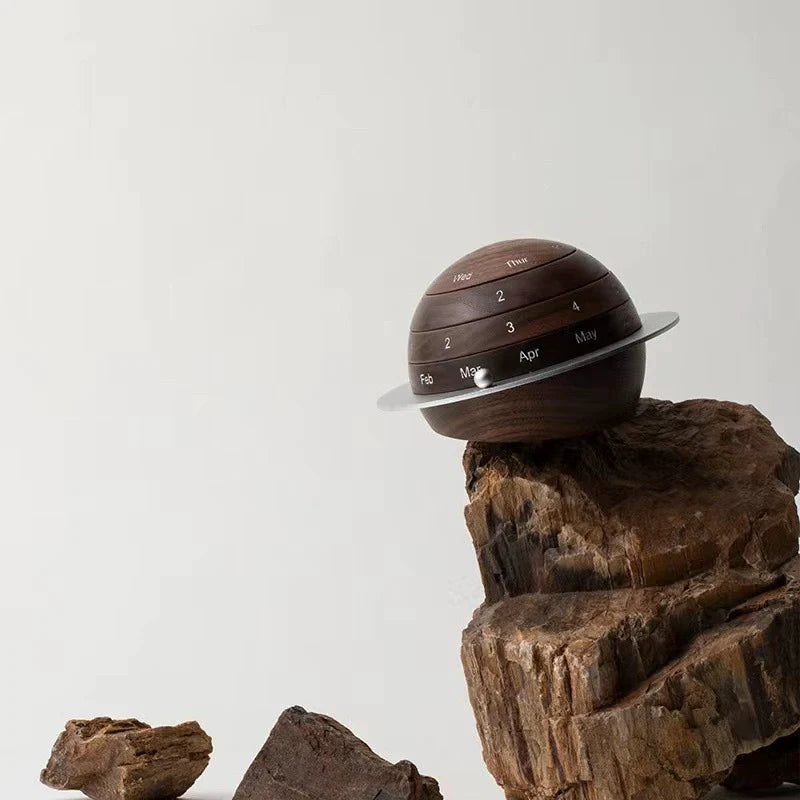 World story wooden globe calendar made from natural walnut wood