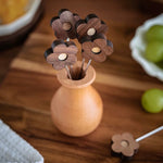 Premium wooden food picks with natural walnut texture