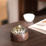 Solid walnut incense burner for home relaxation and meditation