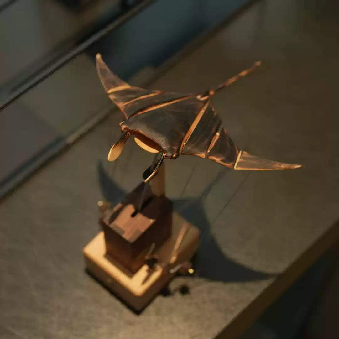 Raya Solid Wood Manta Kinetic Sculpture